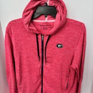 Peter Millar UGA Bull Dogs Zip Hood Women College Athleisure Sweatshirt L Red